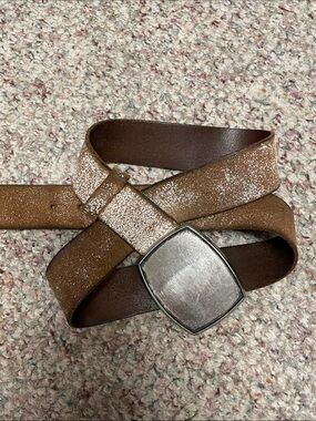 Aldo leather belt with oversized silver buckle
